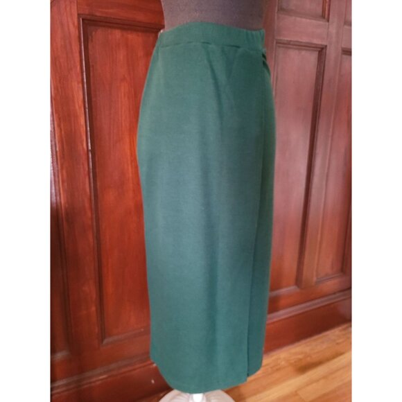 Vintage Express Tricot Green Knit Maxi Skirt S Polyester Cotton Blend - Picture 3 of 6